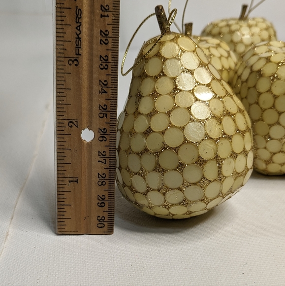 Christmas ornaments pale yellow/gold mosaic 1970's RARE! C11 - Picture 13 of 15